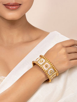 Peora - Gold Plated Meenakari Work Thick Openable Kadaa Bangle Ethnic Jewellery