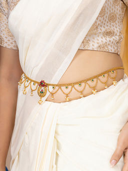 Peora - Kundan Pearl Kamar Belly Chain for Women