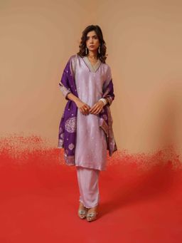 Gahan - Womens Embroidered Regular Sleeves Straight Kurta with Pant & Dupatta