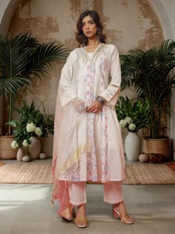 Gahan - Printed Pure Cotton Straight Anarkali Kurta & Pant with Dupatta