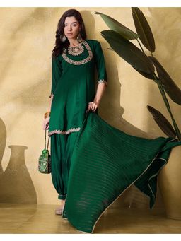Gahan - Green Silk Blend Zari Sequence Thread Embroidered Kurta with Salwar & Dupatta