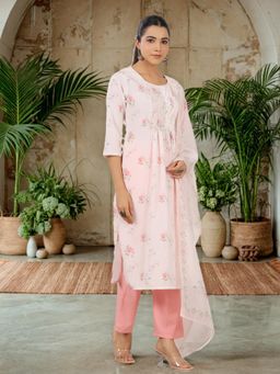 Gahan - Floral Printed Pleated Kurta & Pant with Dupatta