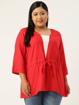 theRebelinme - Womens Red Solid Color Regular Top