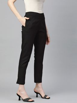 Readiprint - Women Cotton Lycra Black Trouser