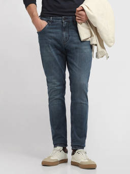 Arrow Newyork - Blue Solid Cotton Slim Fit Jeans