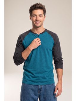 GRITSTONES - Blue Colorblock Cotton Regular Fit T-Shirt