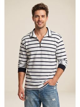 GRITSTONES - White Stripes Cotton Regular Fit T-Shirt