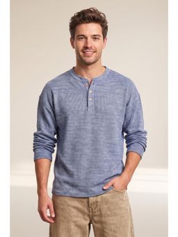 GRITSTONES - Grey Self Design Cotton Oversized Fit T-Shirt
