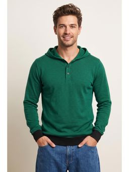 GRITSTONES - Green Solid Cotton Regular Fit T-Shirt