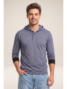 GRITSTONES - Grey Self Design Cotton Regular Fit T-Shirt