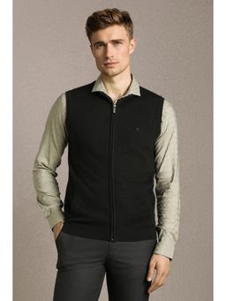 Louis Philippe - Black Solid Acrylic Blend Regular Fit Sweater