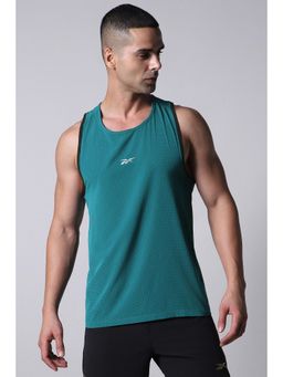 Reebok - Blue Textured Polyester Blend Regular Fit Tank Top