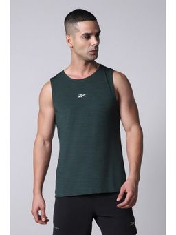Reebok - Green Textured Polyester Blend Regular Fit Tank Top
