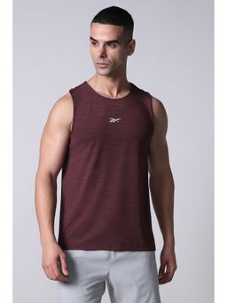 Reebok - Maroon Textured Polyester Blend Regular Fit Tank Top