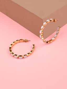 Lilly & Sparkle - Gold Toned Stone Embellished Hoop Earrings