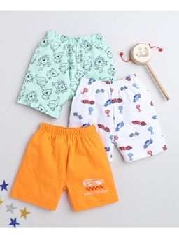 Bumzee - Green & Orange Boys Shorts (Pack of 3)