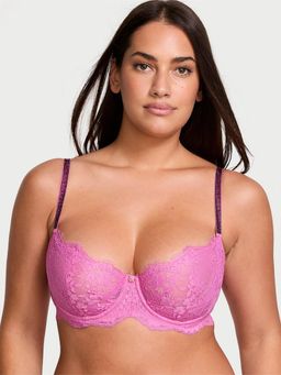 Victoria's Secret - Dream Angels Wicked Twinkle Strap Unlined Lace Balconette Bra Pink
