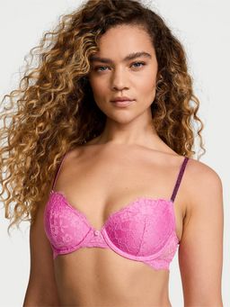 Victoria's Secret - Dream Angels Twinkle Strap Lace Classic-Coverage Demi Bra Pink