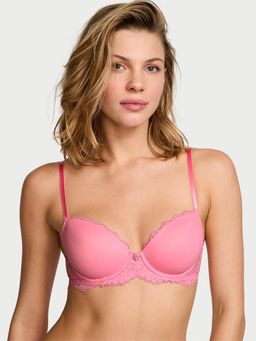 Victoria's Secret - Dream Angels Smooth and Lace Lightly Lined Classic Coverage Demi Bra Pink