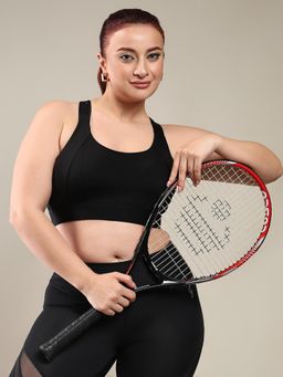 BRACHY - Black Women High Impact Crossback Sports Bra.