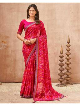 SATRANI - Light Pink Printed Tassels Georgette Saree