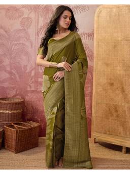 SATRANI - Mehendi Green Weaving Silk Saree