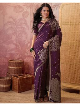 SATRANI - Dark Purple Weaving Silk Saree