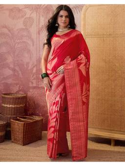 SATRANI - Red Weaving Silk Saree