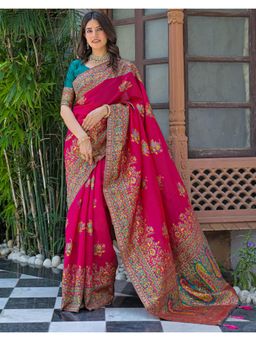 SATRANI - Pink Weaving Tassels Silk Saree