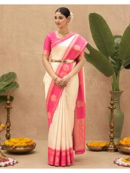 SATRANI - Weaving Off White Silk Saree