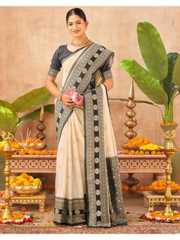 SATRANI - Off White Weaving Silk Saree