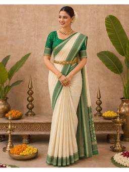SATRANI - Weaving Silk Off-White Saree