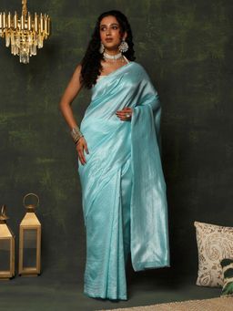 Garden VARELI - Women's Refined Traditional Turquoise Zari Art Silk Banarasi Saree