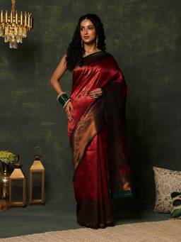 Garden VARELI - Women's Beautiful Classic Orange Kalamkari Cotton Venkatgiri Saree
