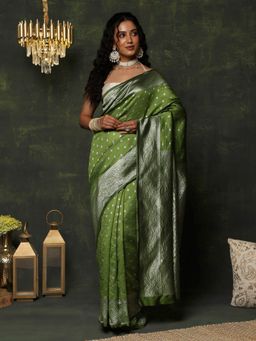 Garden VARELI - Women's Classic Green Zari Woven Design Saree