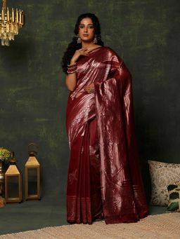 Garden VARELI - Women's Trendy Stylish Maroon Zari Woven Design Saree