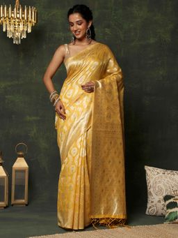 Garden VARELI - Women's Exclusive Stylish Yellow Woven Design Saree