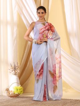 Garden VARELI - Women's Exclusive Premium Lavender Floral Printed Chiffon Bagh Saree