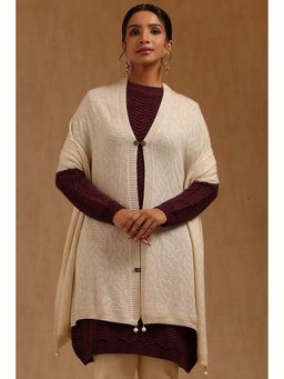 Soch - Womens Cream Acrylic Knitted Shawl