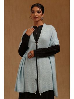 Soch - Womens Powder Blue Acrylic Knitted Shawl