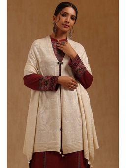 Soch - Womens Cream Acrylic Knitted Shawl