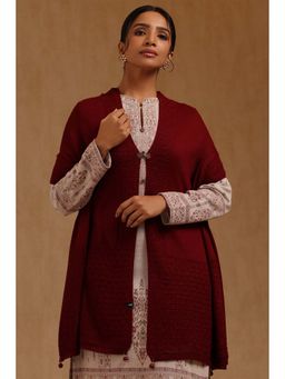 Soch - Womens Maroon Acrylic Knitted Shawl