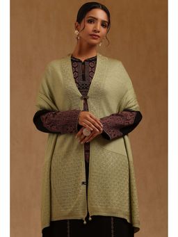 Soch - Womens Olive Acrylic Knitted Shawl