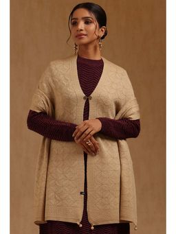 Soch - Womens Beige Acrylic Knitted Shawl