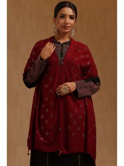 Soch - Womens Maroon Acrylic Knitted Shawl