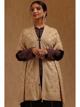 Soch - Womens Beige Acrylic Knitted Shawl