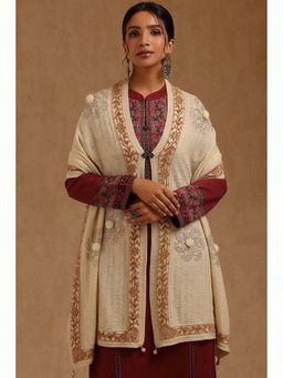 Soch - Womens Cream Acrylic Knitted Shawl