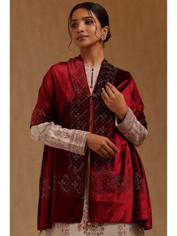 Soch - Womens Maroon Velvet Shawl