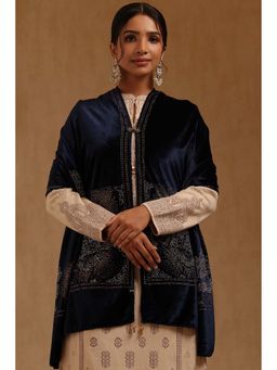 Soch - Womens Navy Blue Velvet Shawl