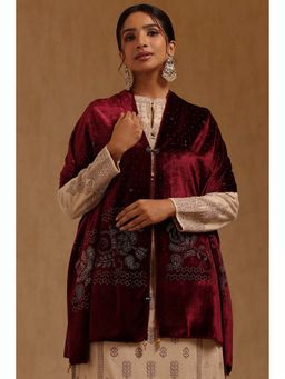 Soch - Womens Brick Red Velvet Shawl